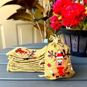 10 pcs Burlap X’mas Pouch